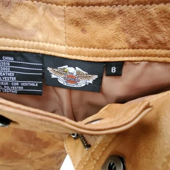 Harley Leather Motorcycle pants brown tan black biker tie dye cowgirl rodeo M 6 - Picture 5 of 9